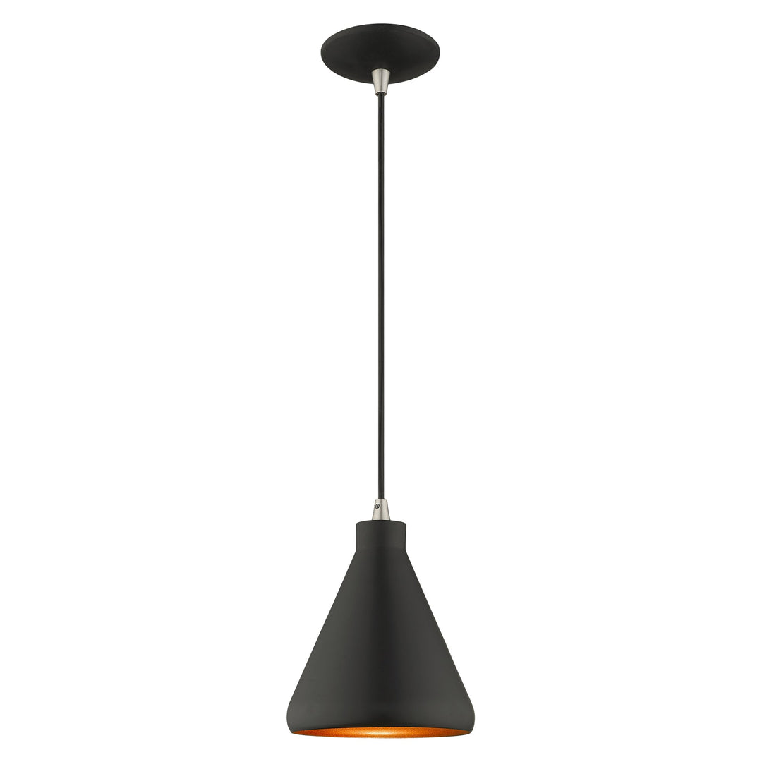 1 Light Black Single Pendant Livex