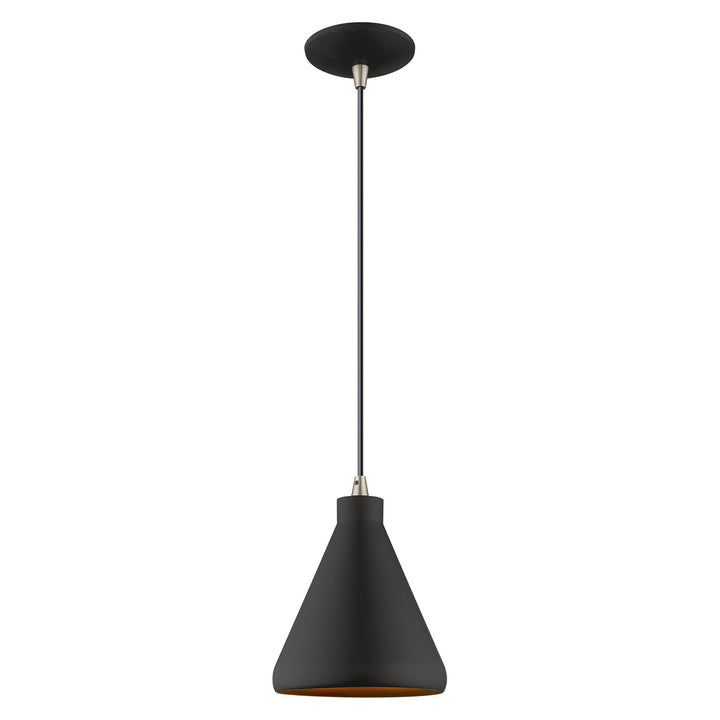 1 Light Black Single Pendant Livex