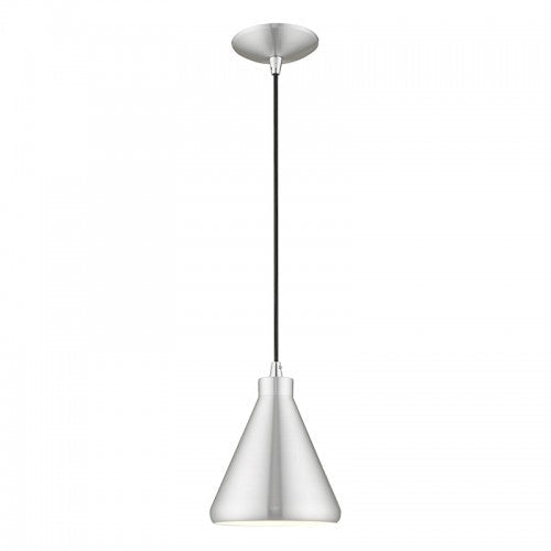 1 Light Brushed Aluminum Single Pendant Livex