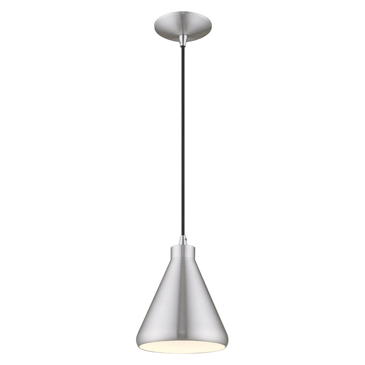 1 Light Brushed Aluminum Single Pendant Livex