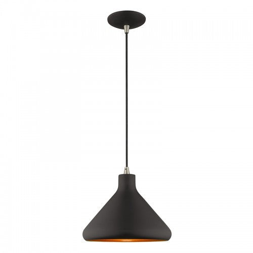 1 Light Black Single Pendant Livex