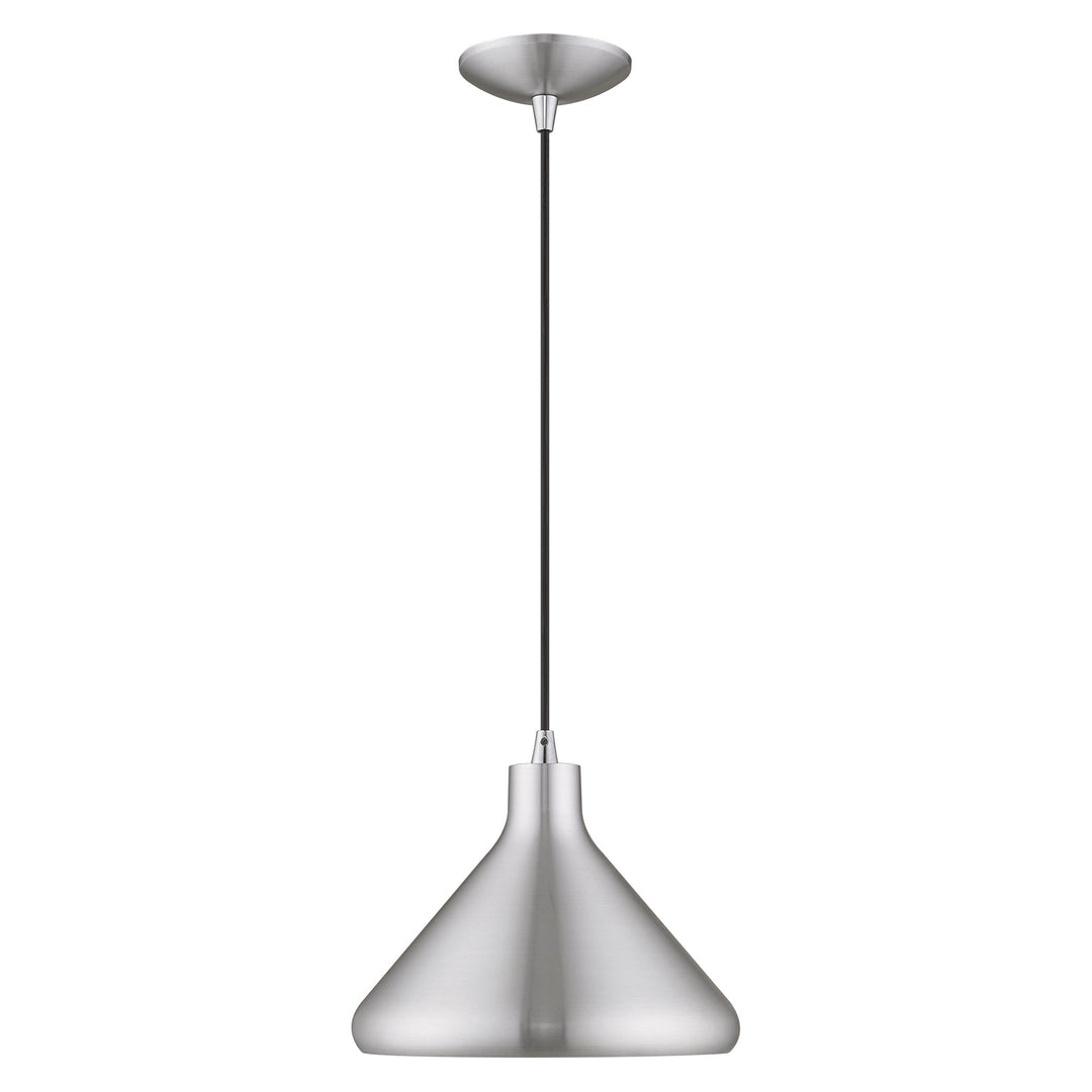 1 Light Brushed Aluminum Single Pendant Livex