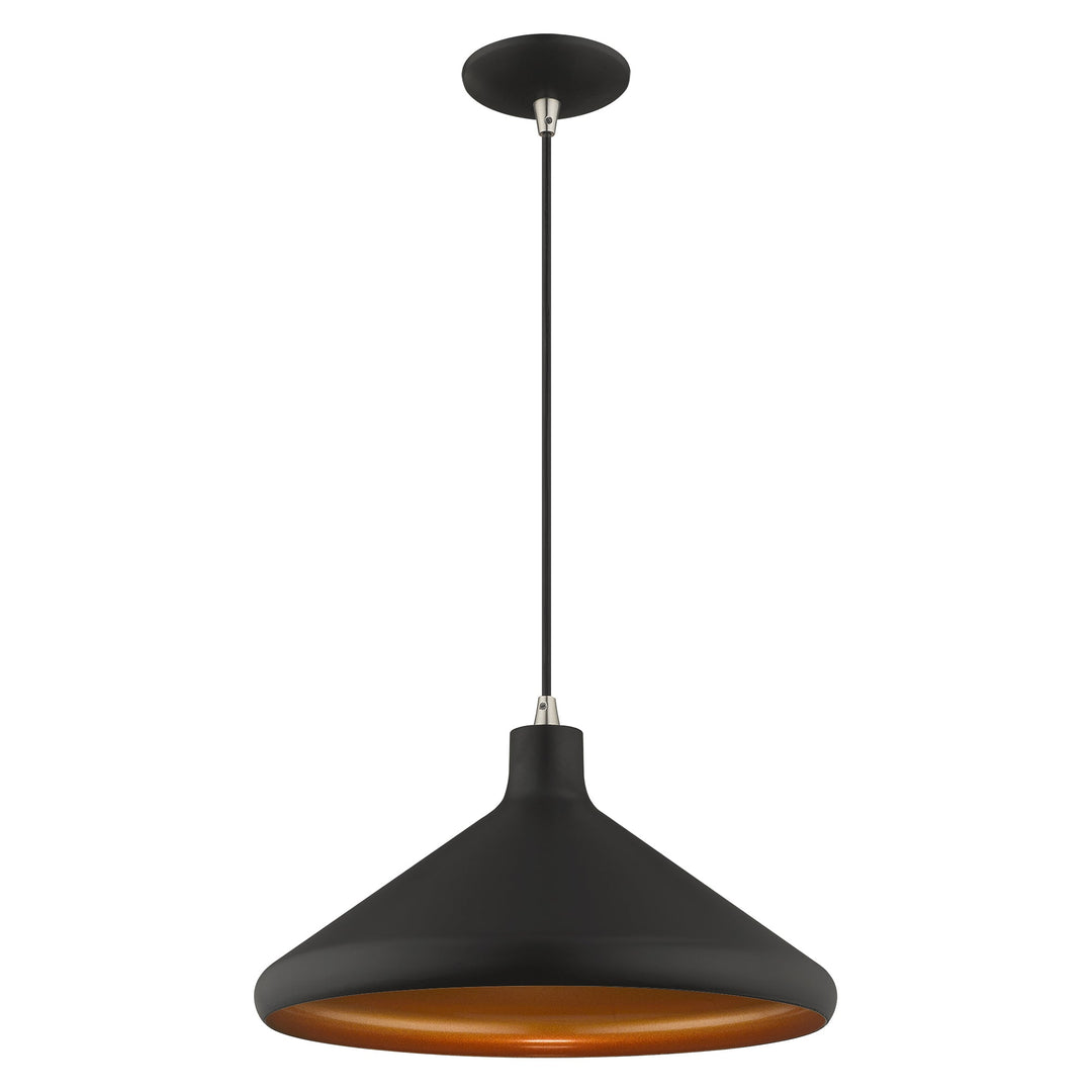 1 Light Black Single Pendant Livex