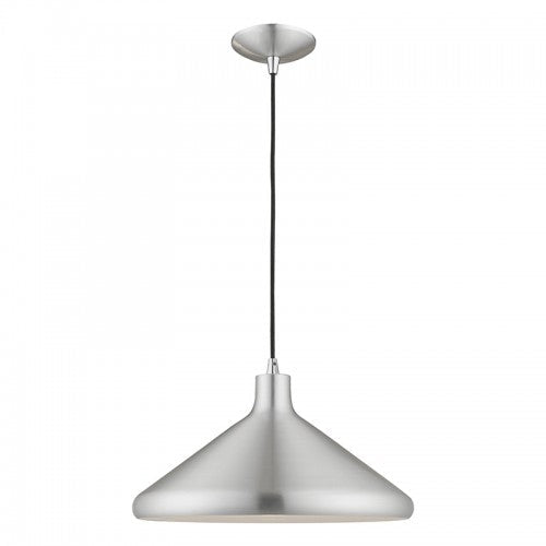 1 Light Brushed Aluminum Single Pendant Livex