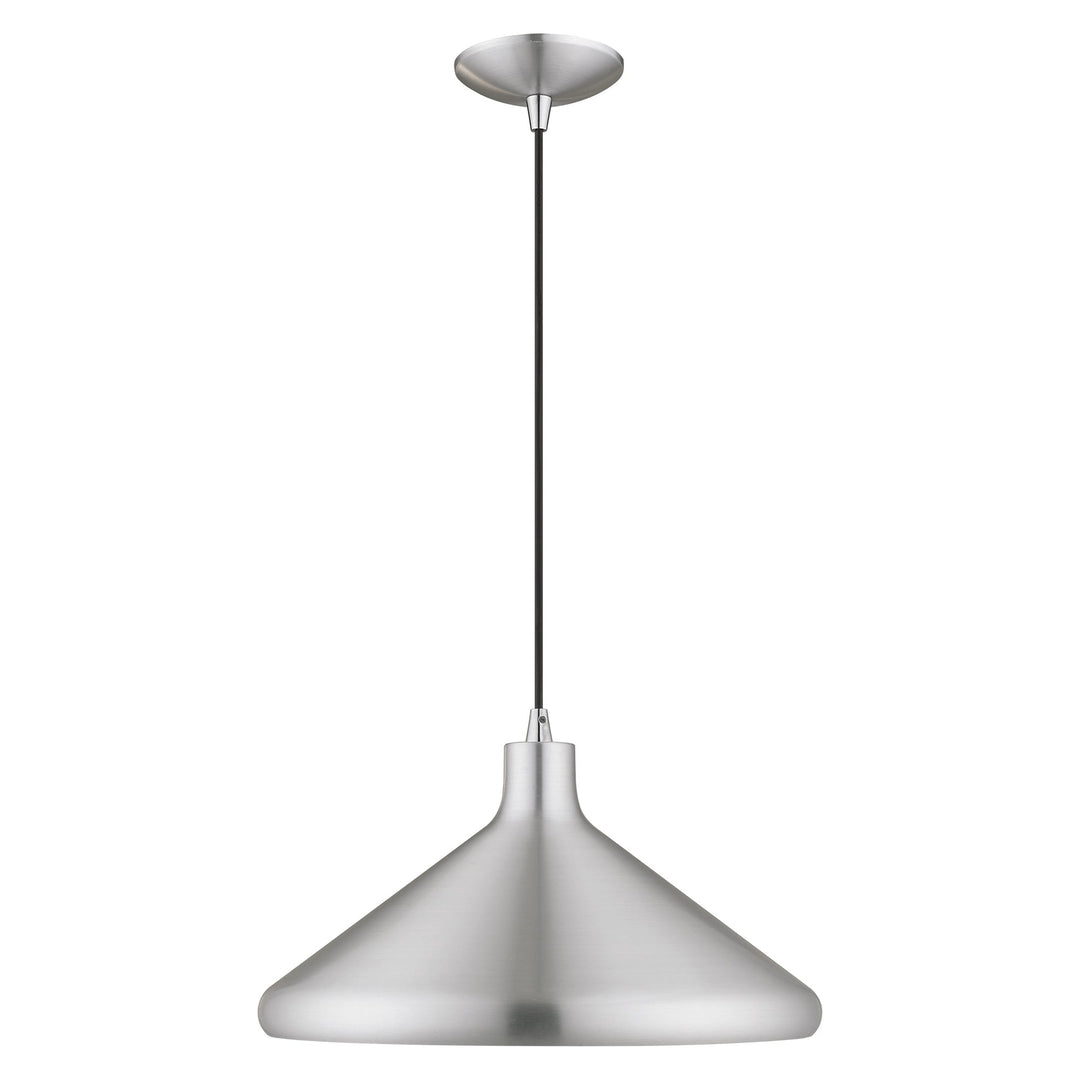 1 Light Brushed Aluminum Single Pendant Livex