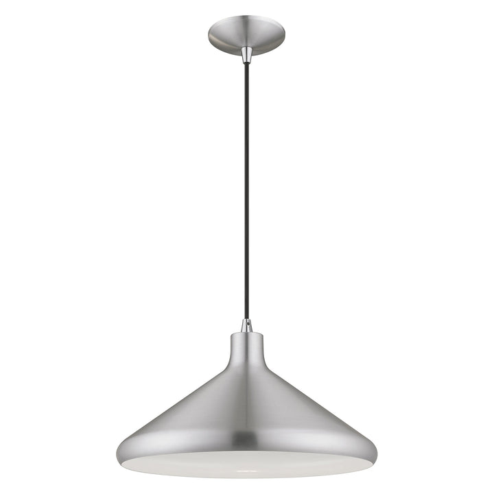 1 Light Brushed Aluminum Single Pendant Livex