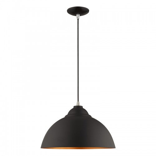 1 Light Black Single Pendant Livex