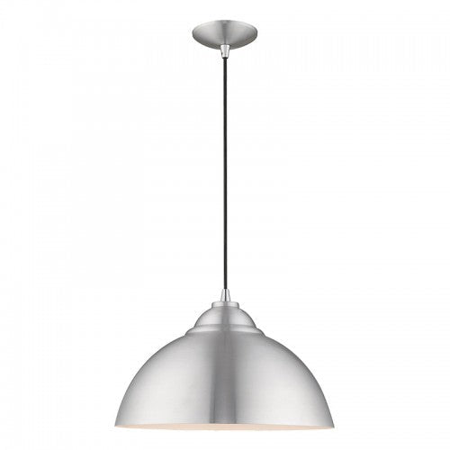 1 Light Brushed Aluminum Single Pendant Livex