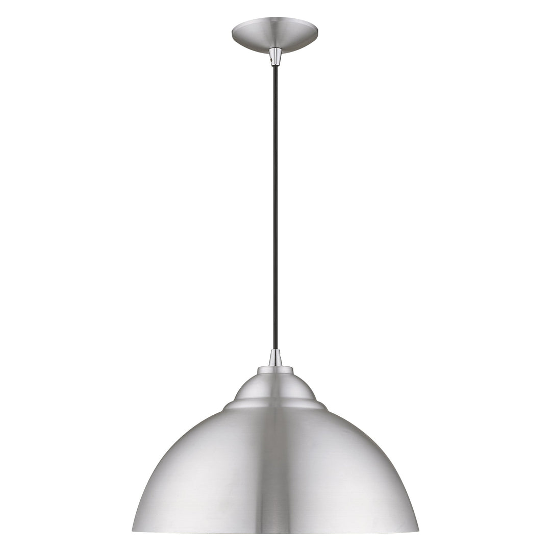 1 Light Brushed Aluminum Single Pendant Livex