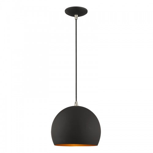 1 Light Black Single Pendant Livex