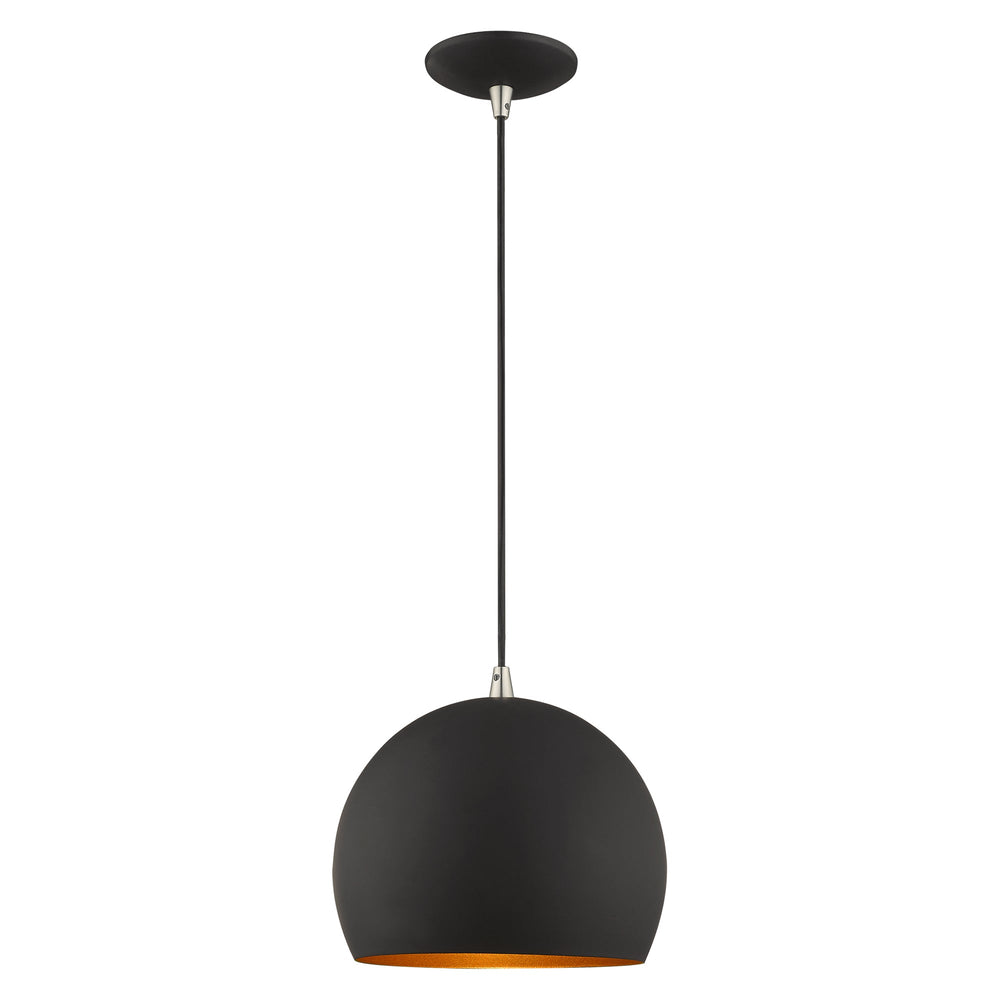 1 Light Black Single Pendant Livex