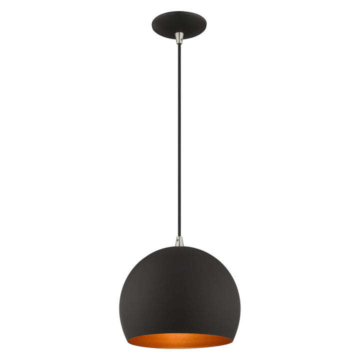 1 Light Black Single Pendant Livex