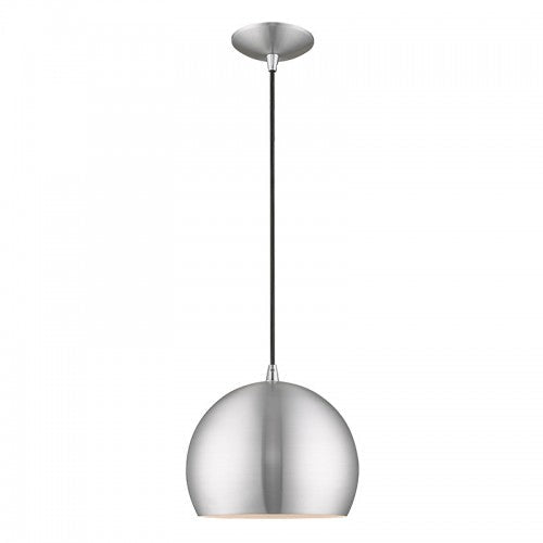 1 Light Brushed Aluminum Single Pendant Livex