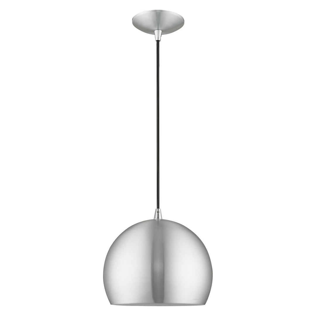 1 Light Brushed Aluminum Single Pendant Livex