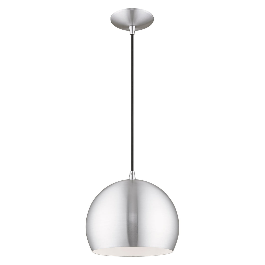 1 Light Brushed Aluminum Single Pendant Livex