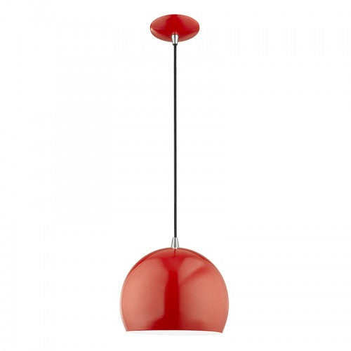 1 Light Shiny Red Single Pendant Livex