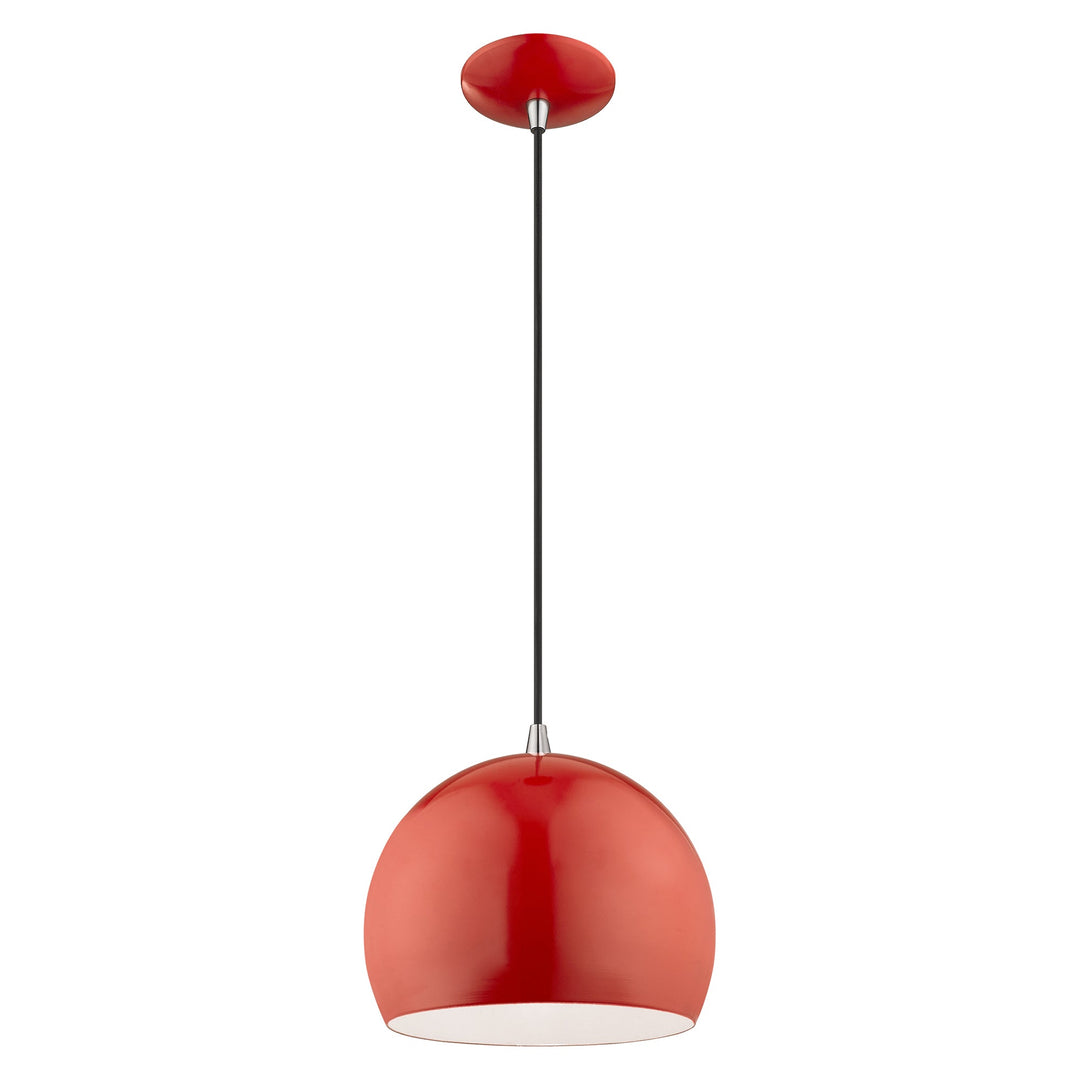 1 Light Shiny Red Single Pendant Livex