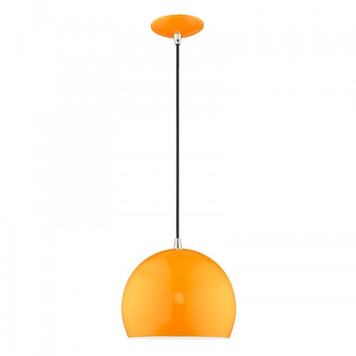 1 Light Shiny Orange Single Pendant Livex