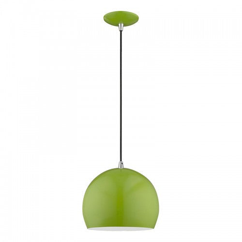 1 Light Shiny Apple Green Single Pendant Livex