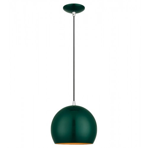 1 Light Shiny Hunter Green Globe Pendant Livex