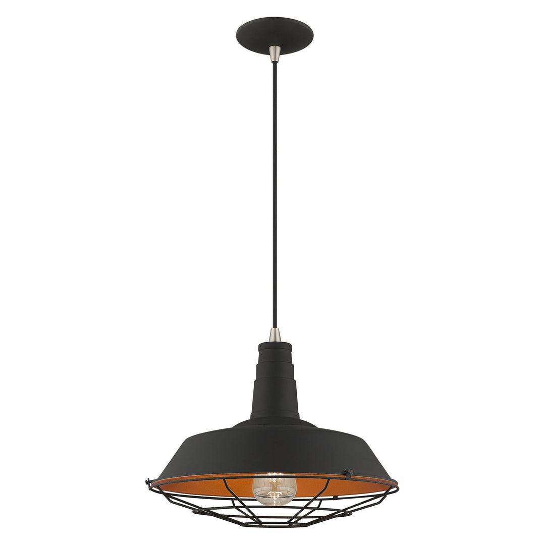 1 Light Black Single Pendant Livex