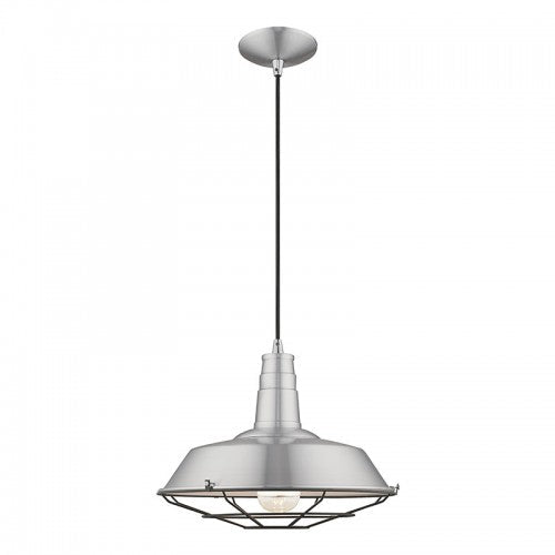 1 Light Brushed Aluminum Single Pendant Livex