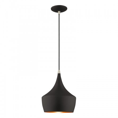 1 Light Black Single Pendant Livex