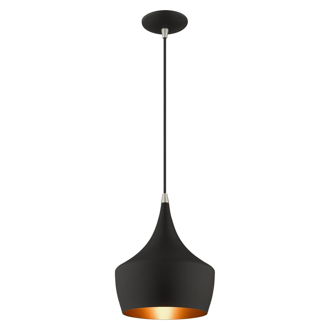 1 Light Black Single Pendant Livex