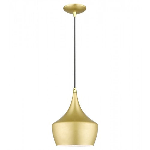 1 Light Soft Gold Pendant with Polished Brass Finish Accents Livex