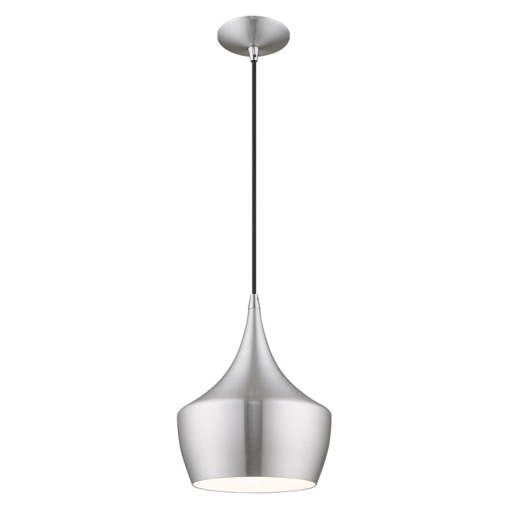 1 Light Brushed Aluminum Single Pendant Livex