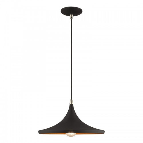 1 Light Black Single Pendant Livex