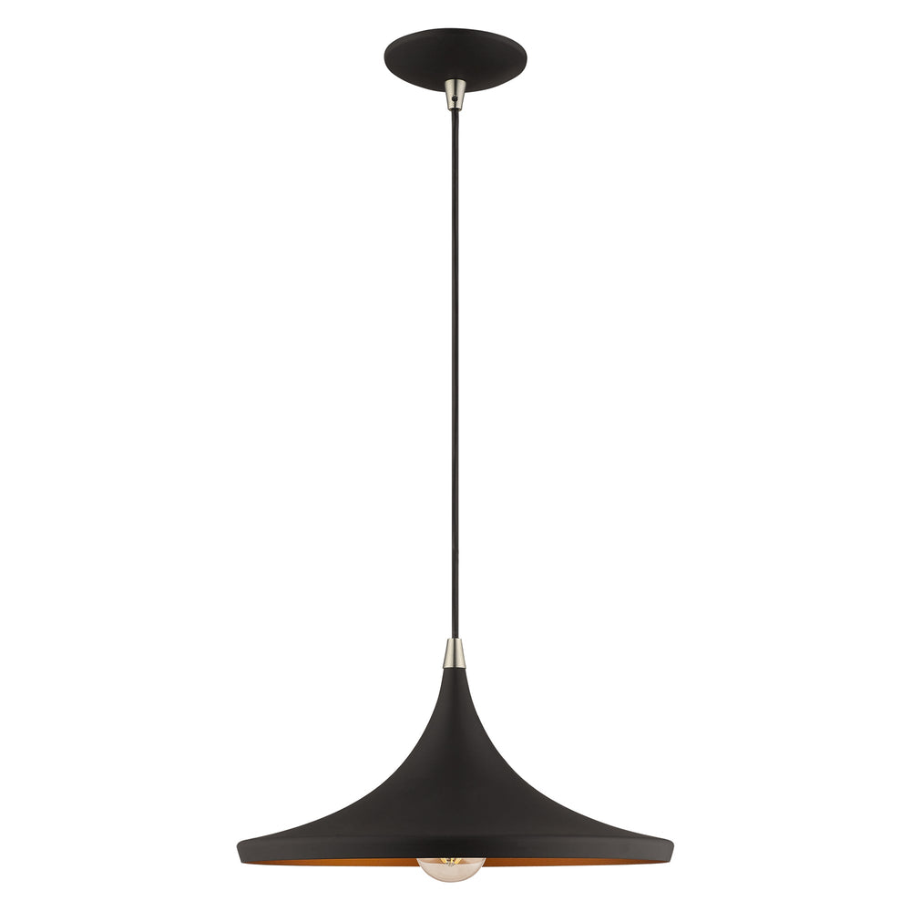 1 Light Black Single Pendant Livex