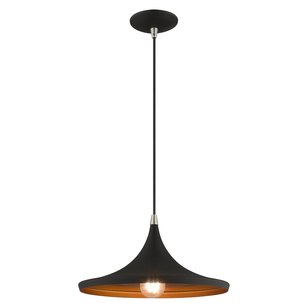 1 Light Black Single Pendant Livex