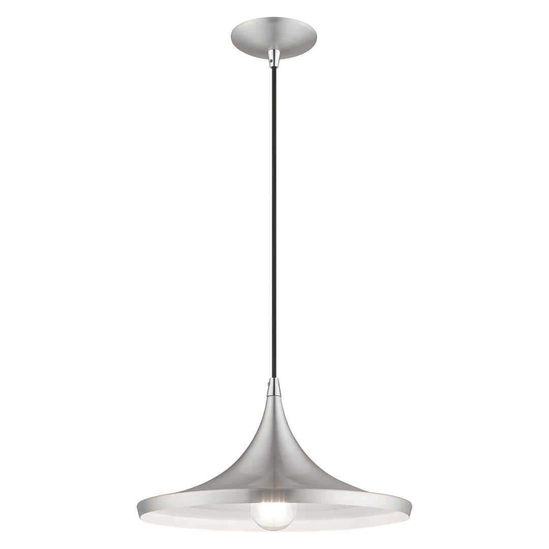 1 Light Brushed Aluminum Single Pendant Livex