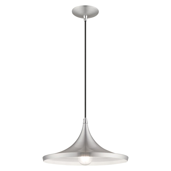 1 Light Brushed Aluminum Single Pendant Livex