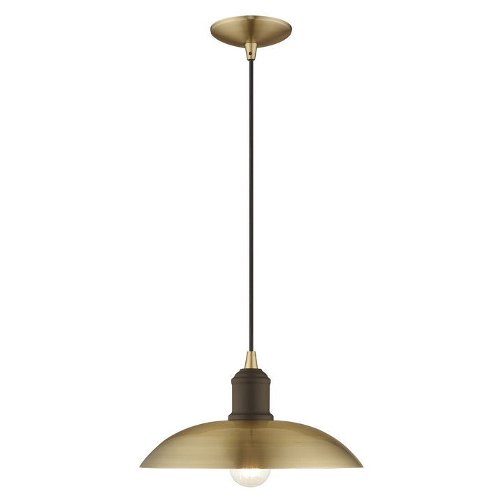 1 Light Antique Brass Single Pendant Livex