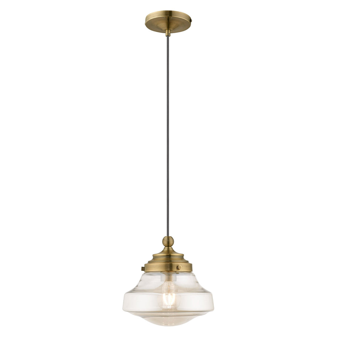 1 Light Antique Brass Single Pendant Livex