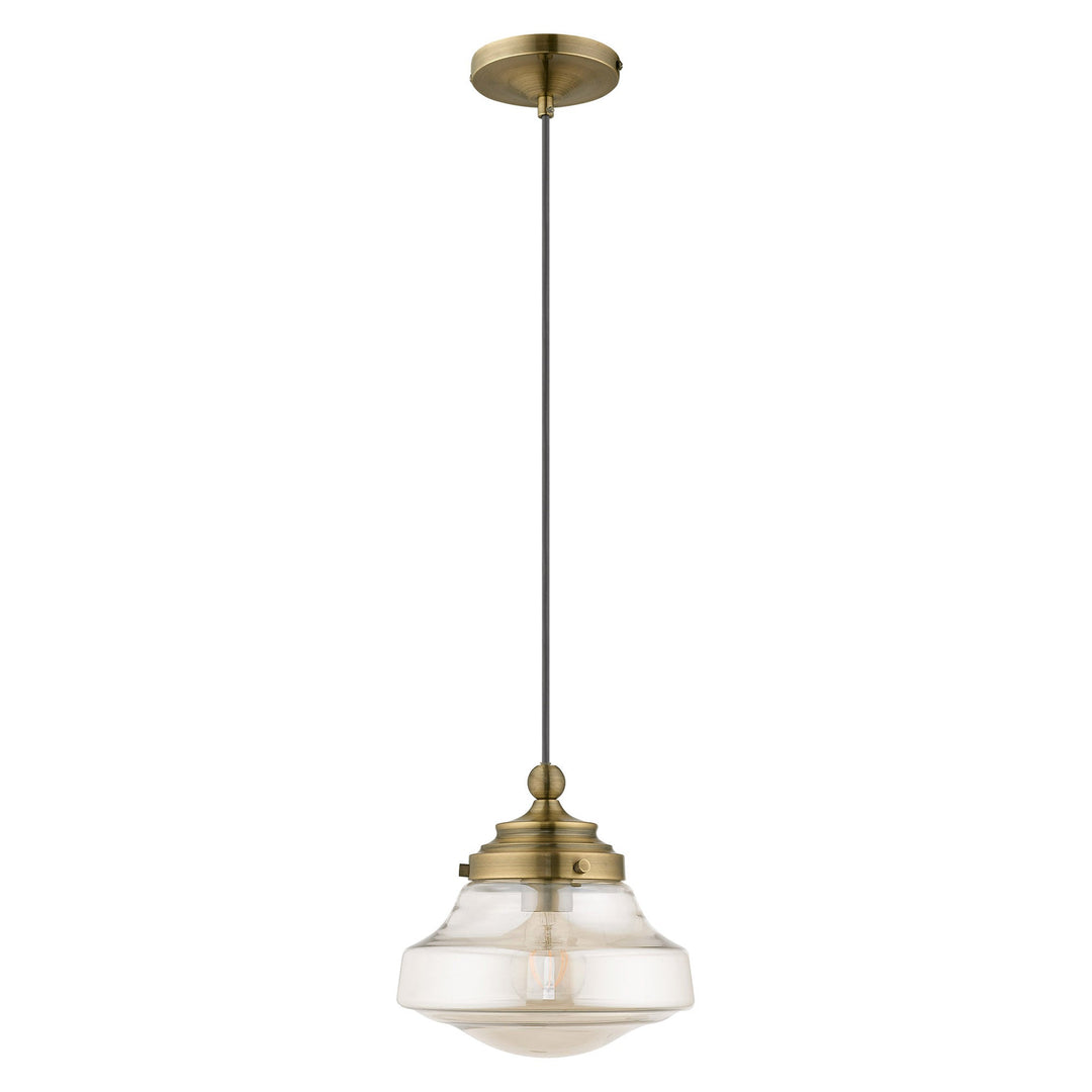 1 Light Antique Brass Single Pendant Livex