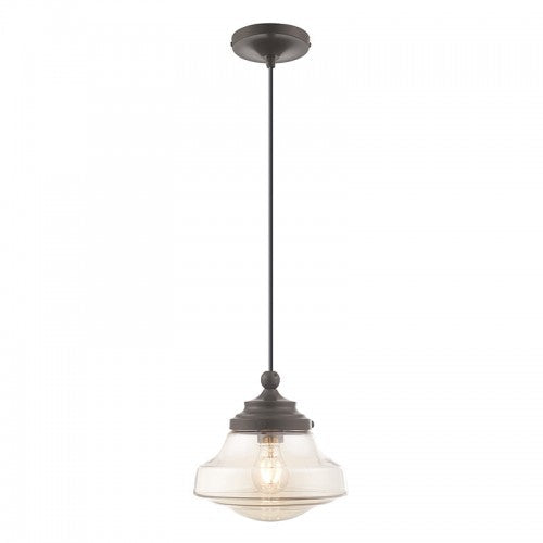 1 Light English Bronze Single Pendant Livex