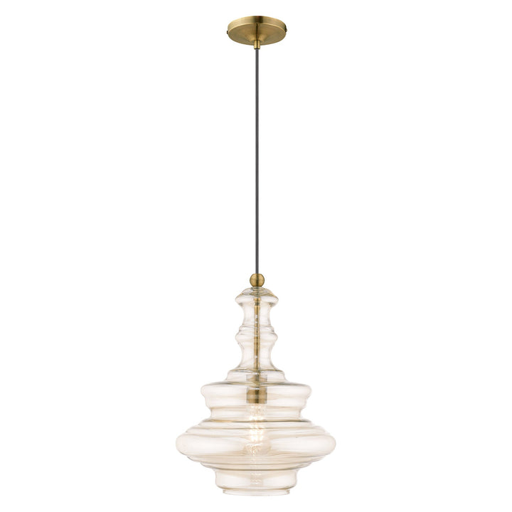 1 Light Antique Brass Single Pendant Livex