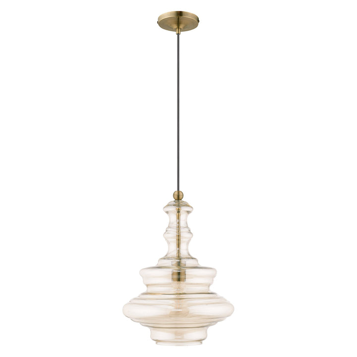 1 Light Antique Brass Single Pendant Livex