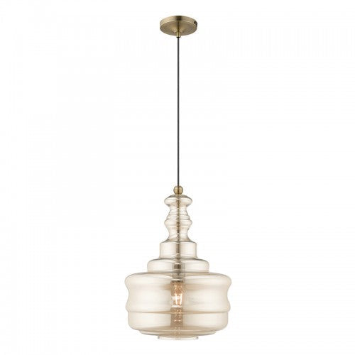 1 Light Antique Brass Single Pendant Livex