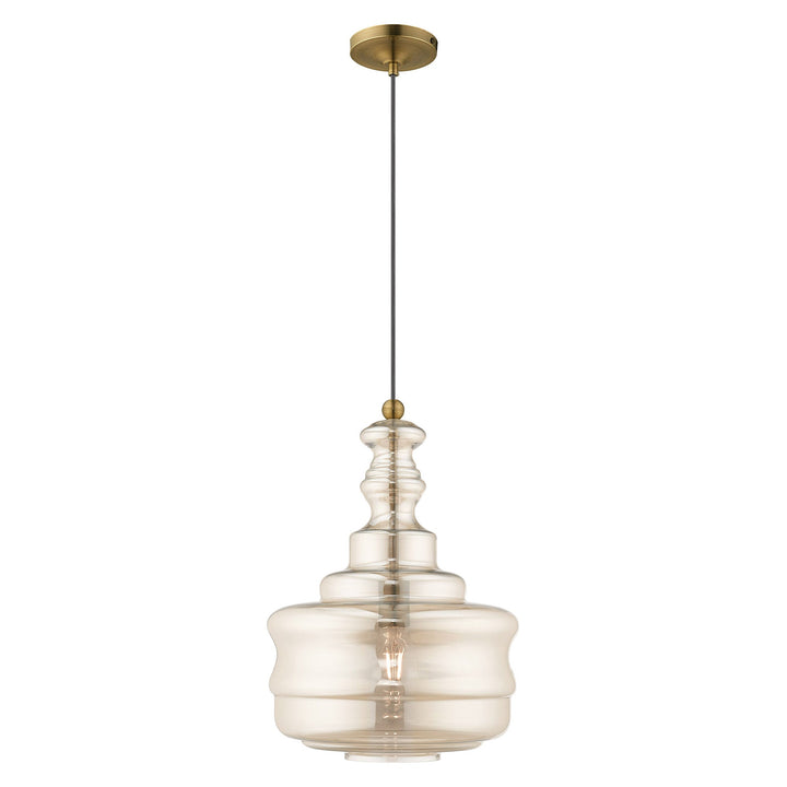 1 Light Antique Brass Single Pendant Livex