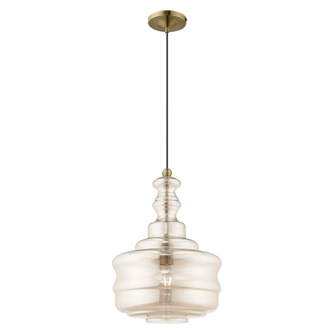 1 Light Antique Brass Single Pendant Livex