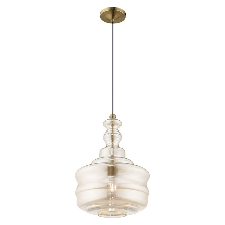 1 Light Antique Brass Single Pendant Livex