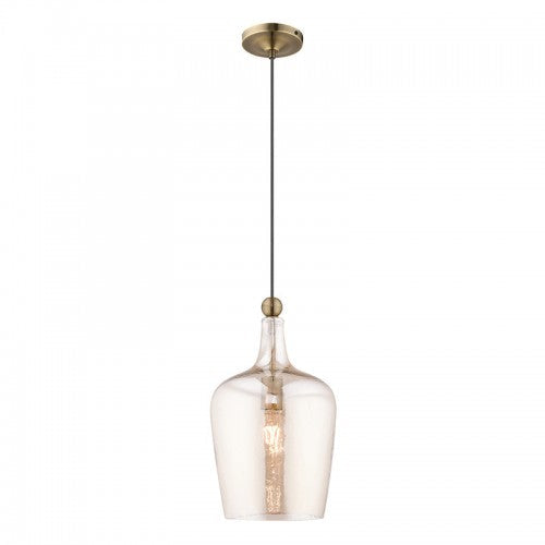 1 Light Antique Brass Single Pendant Livex