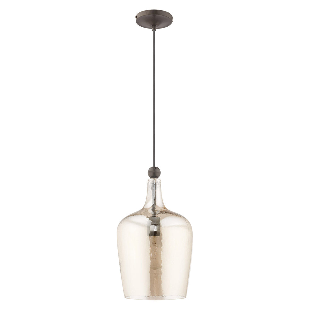 1 Light English Bronze Single Pendant Livex