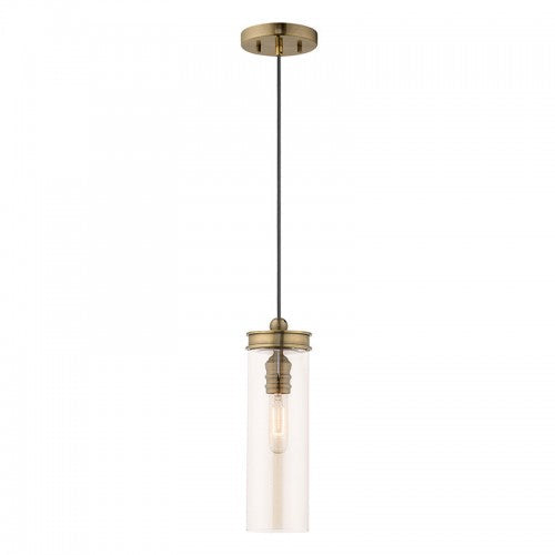 1 Light Antique Brass Single Pendant Livex