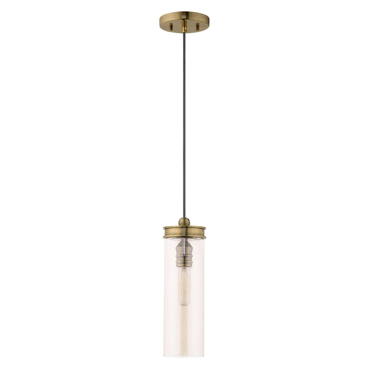 1 Light Antique Brass Single Pendant Livex