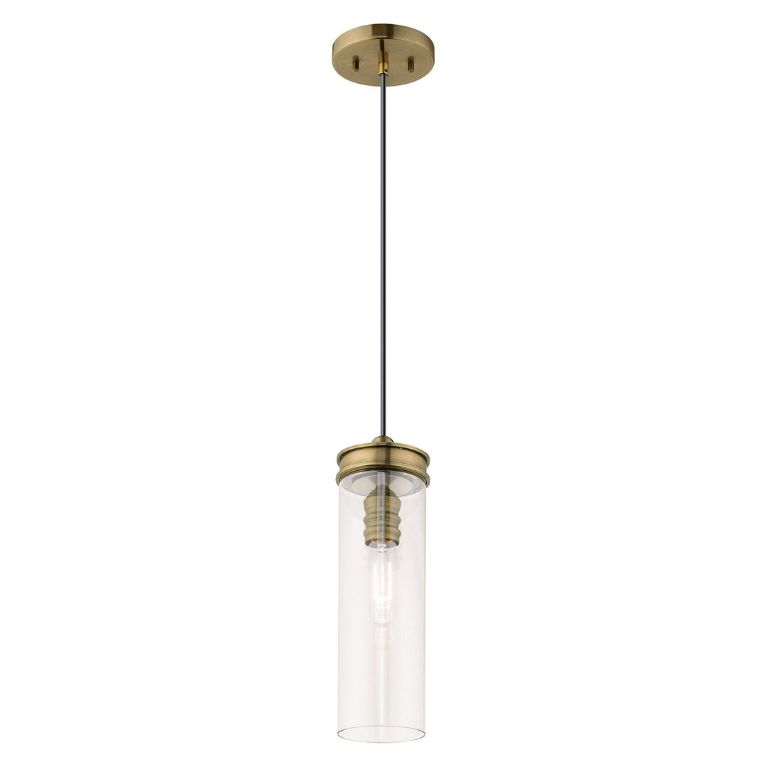 1 Light Antique Brass Single Pendant Livex